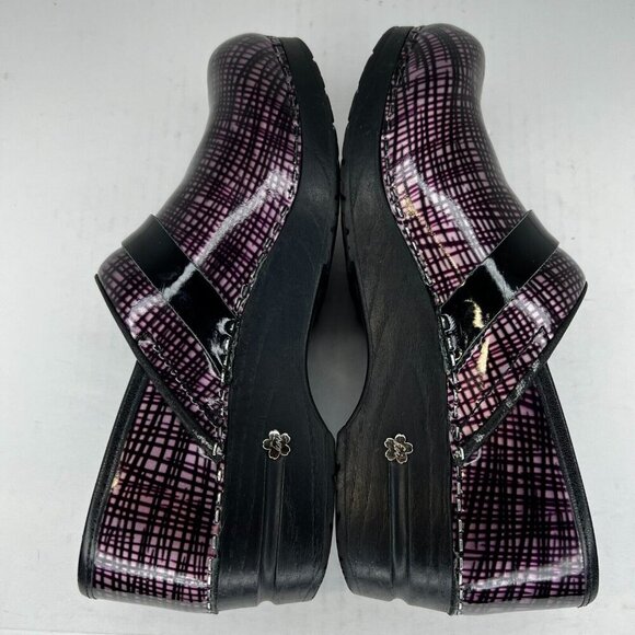 Koi by Sanita Womens Carol Purple Pinstripe Crosshatching Slip On Size 39 Mules - Picture 6 of 9